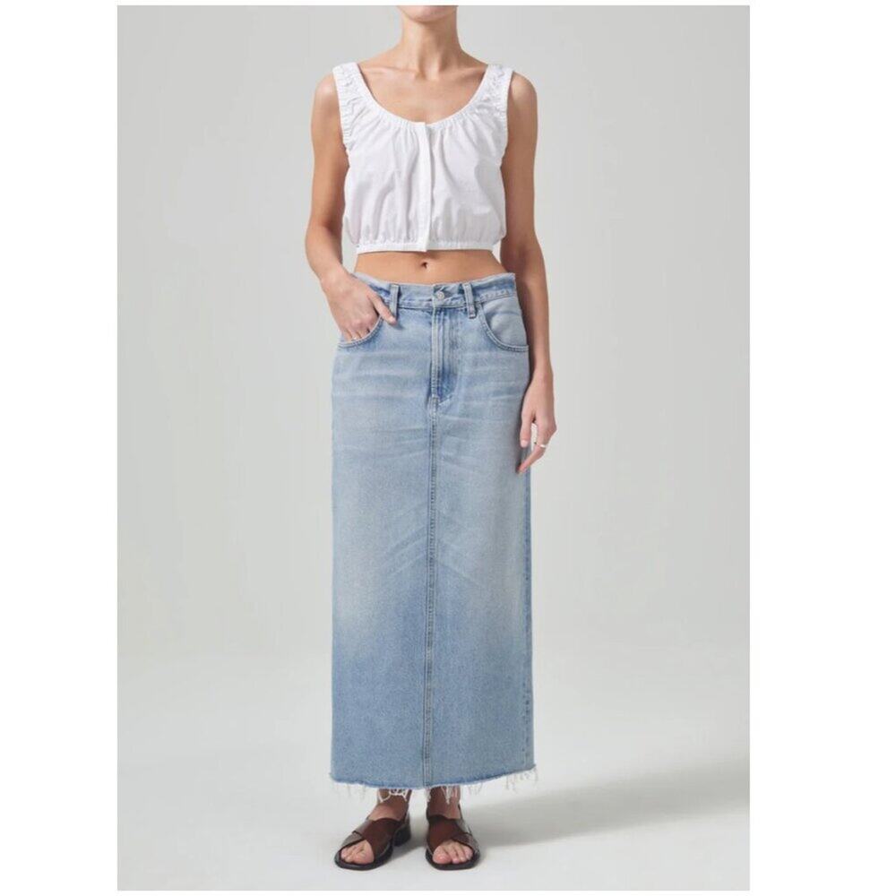 NWT Citizens of Humanity Verona Column Denim Skirt in Cavallo Size 33